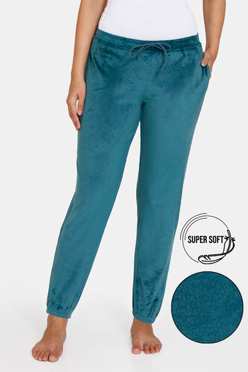 Buy Zivame Velour Knit Poly Loungewear Pants - Dark Sea at Rs.638